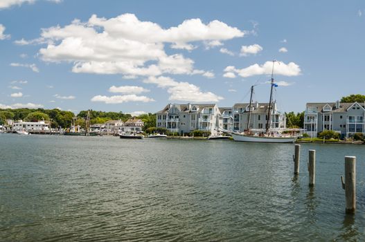 Mystic Seaport, is an outdoor recreated 19th century village and educational maritime museum. Visitors will find a lighthouse replica of Brant Point Light.