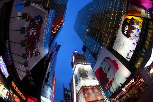 New York, USA - October 9, 2012: Times Square, featured with Broadway Theaters and huge number of LED signs, is a symbol of New York City and the United States, Manhattan, New York City