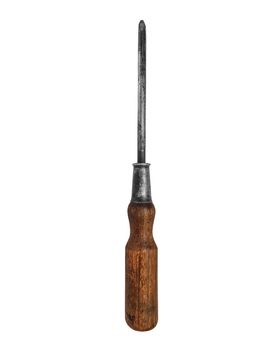 vintage large screwdriver over white, clipping path