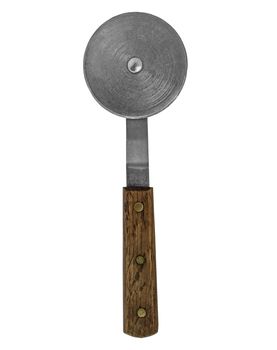 vintage pizza cutter over white, clipping path