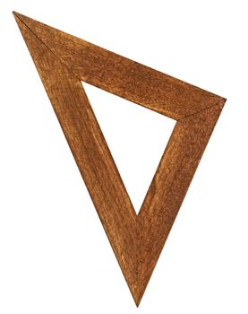 vintage wooden stained triangle ruler over white