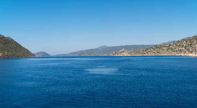 Sea, near ruins of the ancient city on the Kekova island, Turkey