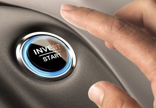 On finger about to press an invest button, financial concept for investment or decision making