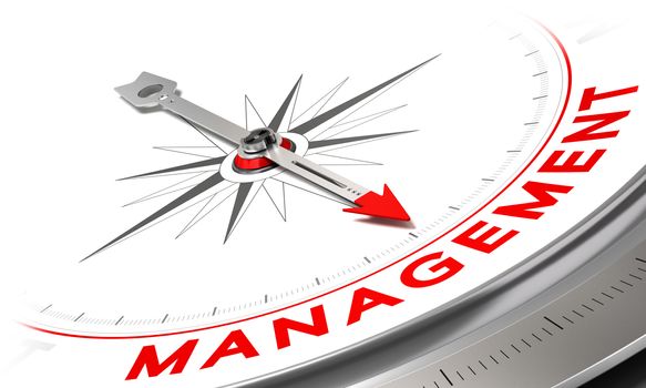 Compass with needle pointing the word management. Conceptual illustration of risk management. Business concept image.