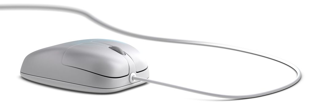 White mouse over white background with wire and blur effect