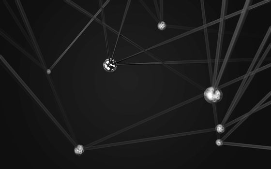 Abstract polygonal space low poly dark background with connecting dots and lines. Connection structure.