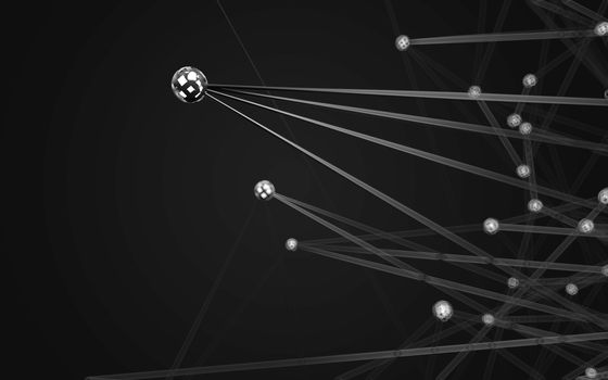 Abstract polygonal space low poly dark background with connecting dots and lines. Connection structure.