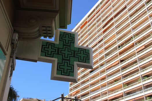 Pharmacy Green Cross Sign or Drug Store Symbol