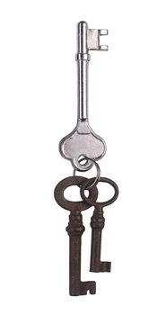 A silver key and two rusted ones.