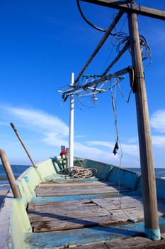 Small fishing boat. Thailand's fishermen. Lifestyle, occupation fisherman.
