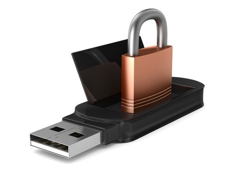 usb flash drive on white background. Isolated 3D image