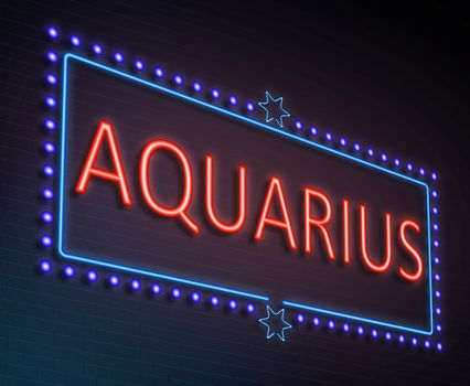 Illustration depicting an illuminated neon sign with an aquarius concept.