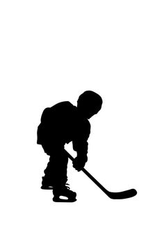 Silhouette of two hockey player, isolated on white background.