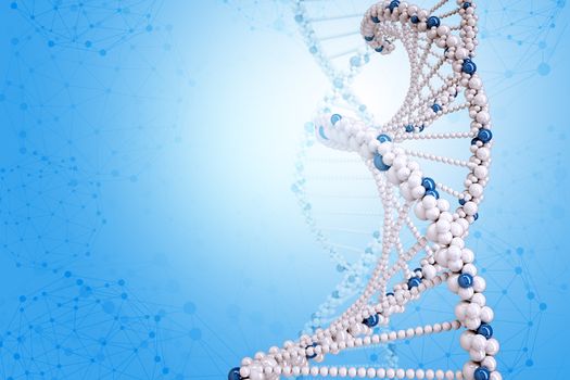 DNA molecule on blue background, beautiful illustration