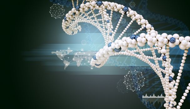DNA molecule on blue background, abstract background