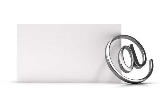 e-mail symbol over a blank paper page 3d illustration suitable for contact or newsletter concept.