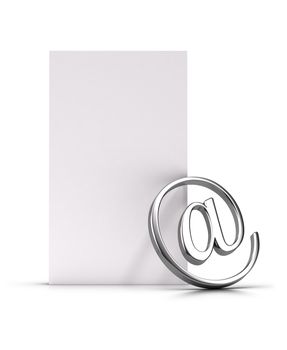 Email symbol over a vertical blank page, 3d illustration suitable for contact address or newsletter concept.