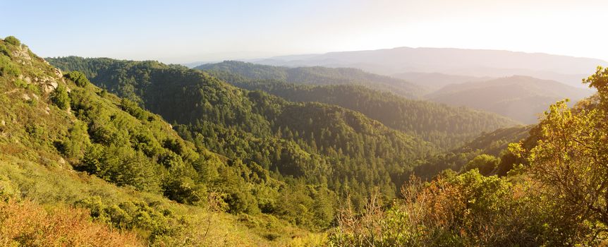 Santa Cruz Mountains, view from Castle Rock hiking trail, Northern California.