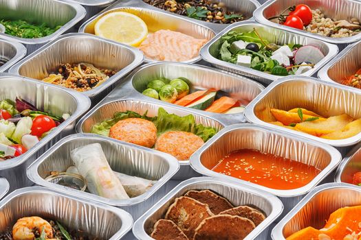 Separate portions of different food into containers