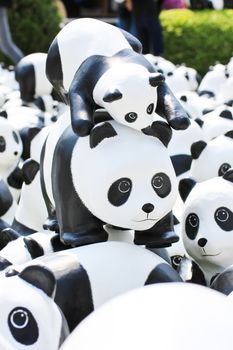 BANGKOK,THAILAND - MARCH 13, 2016 : 1600 Pandas+ TH, Paper mache Pandas to represent 1,600 Pandas and to raise awareness in conservation and sustainable development for endangered animals in Thailand.