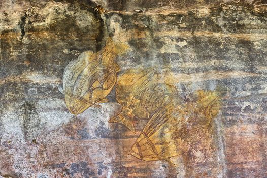 Ancient Aboriginal Rock Drawing at Ubirr, Kakadu NP, Australia