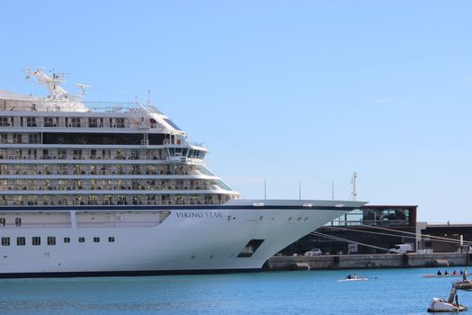 Monte-Carlo, Monaco - March 9, 2016: MV Viking Star. Luxury Cruise Ship in Sea Port of Monte-Carlo, Monaco