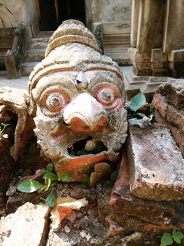 The old Garuda at  the old ubosot Wat Bang Nam Pheung Nok, Samutprakarn, Thailand