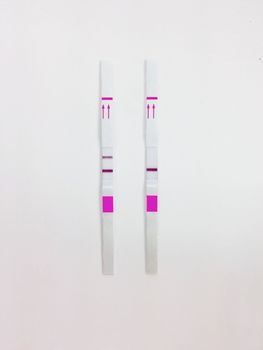 Positive and negative test cassette strips for analysis of HCG hormone or Negative and positive screening test casette strips for analysis of abused drug in the urine