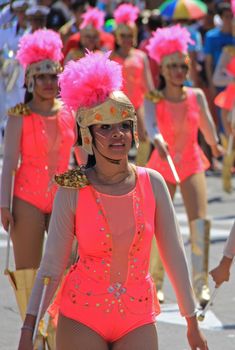Dancers performing at a parade during a carnaval in Veracruz, Mexico 07 Feb 2016 No model release Editorial use only