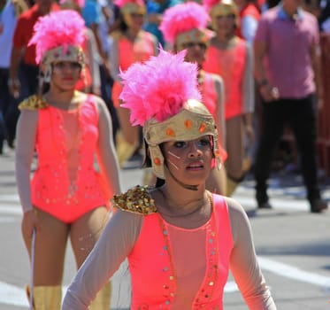 Dancers performing at a parade during a carnaval in Veracruz, Mexico 07 Feb 2016 No model release Editorial use only