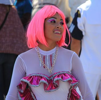 A dancer performing at a parade during a carnaval in Veracruz, Mexico 07 Feb 2016 No model release Editorial use only