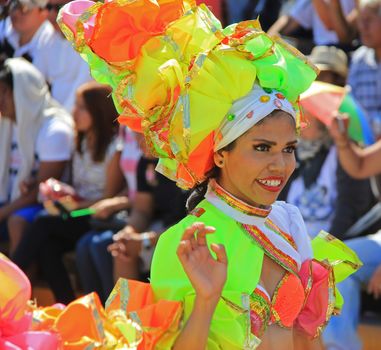 A dancer performing at a parade during a carnaval in Veracruz, Mexico 07 Feb 2016 No model release Editorial use only