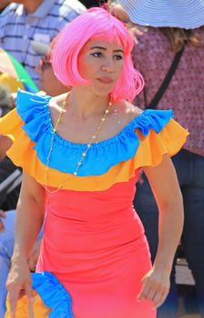 A dancer performing at a parade during a carnaval in Veracruz, Mexico 07 Feb 2016 No model release Editorial use only