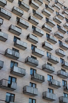 Balconies on the outside wall building abstract city background