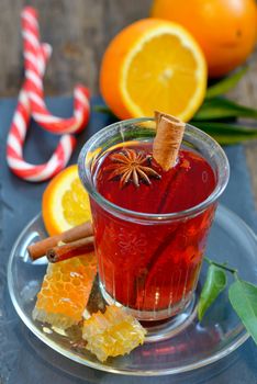 cup of tea with honey, clementine and cinnamon