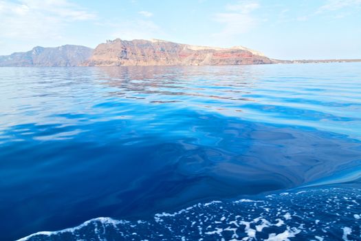 from       the     boat greece islands in     mediterranean sea and sky