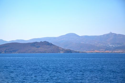 from the boat greece islands in     mediterranean sea and sky