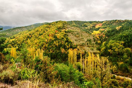 Very beautiful autumn into the Pyrenees mountains in Spain