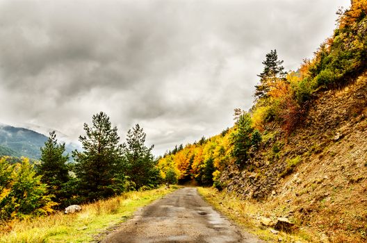 Very beautiful autumn into the Pyrenees mountains in Spain