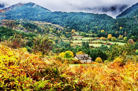 Very beautiful autumn into the Pyrenees mountains in Spain