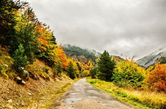 Very beautiful autumn into the Pyrenees mountains in Spain