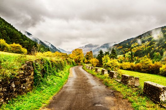 Very beautiful autumn into the Pyrenees mountains in Spain