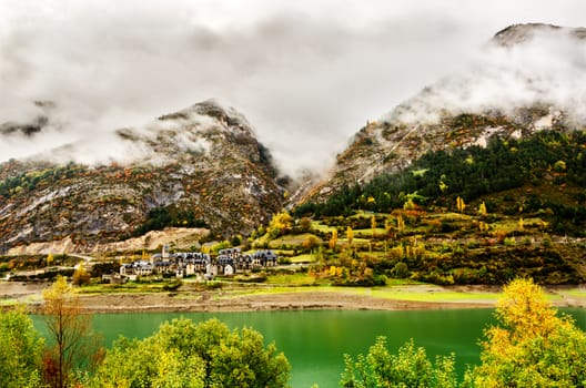 Very beautiful autumn into the Pyrenees mountains in Spain