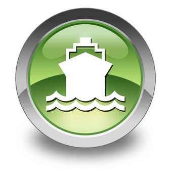 Icon, Button, Pictogram with Ship, Water Transportation symbol