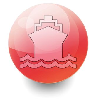 Icon, Button, Pictogram with Ship, Water Transportation symbol