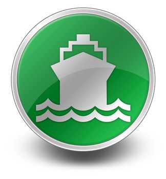 Icon, Button, Pictogram with Ship, Water Transportation symbol