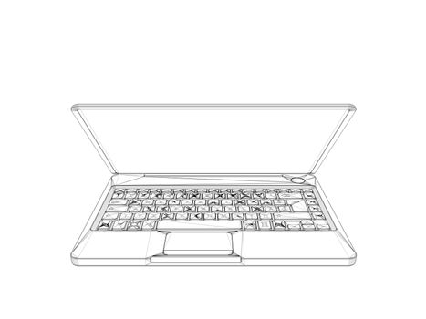 laptop wireframe illustration isolated on white background