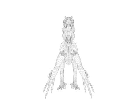 3d dinosaur wireframe (lines) isolated on a white back ground