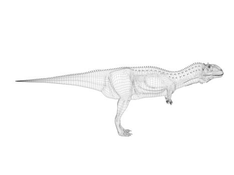 3d dinosaur wireframe (lines) isolated on a white back ground