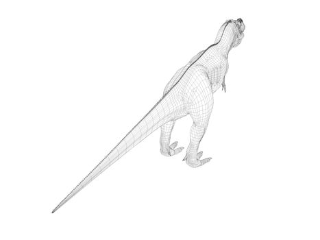 3d dinosaur wireframe (lines) isolated on a white back ground